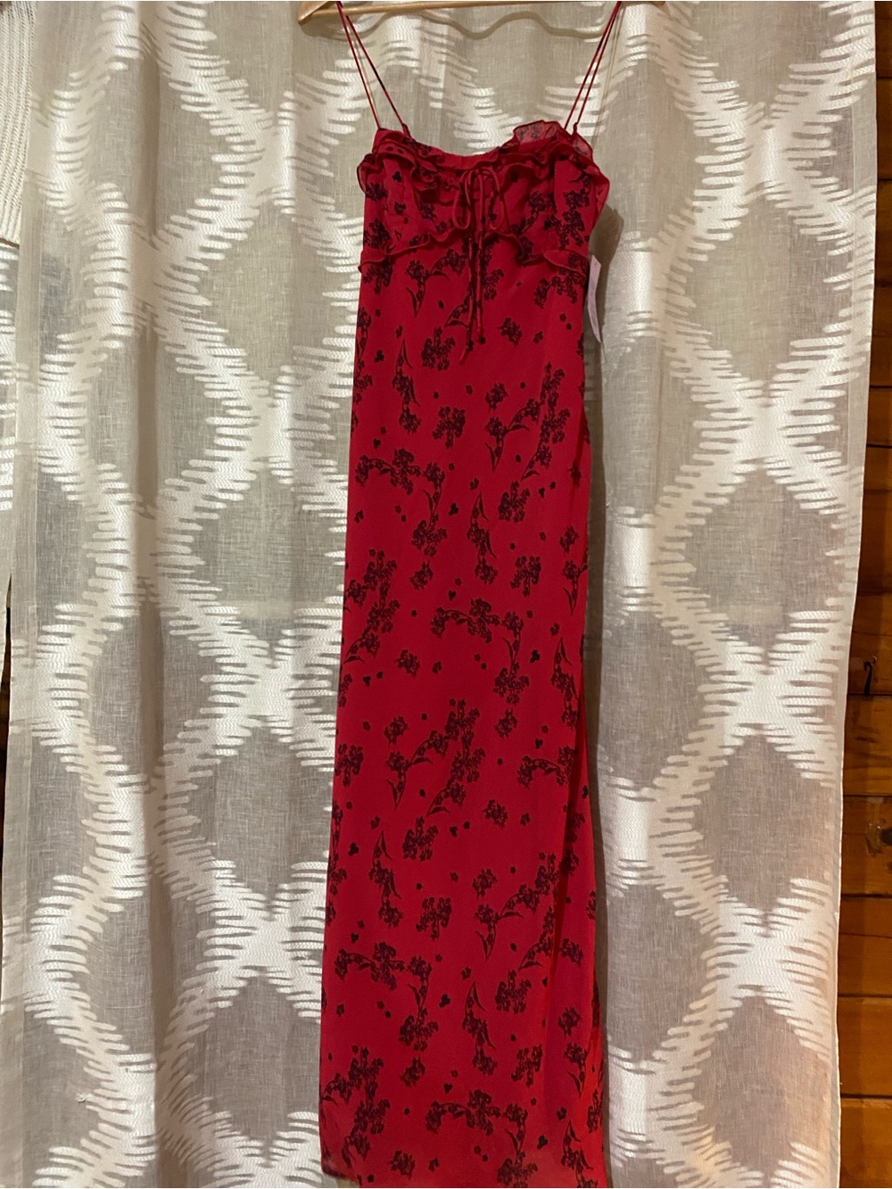 Wild Fable Red Floral Maxi Slip Dress with Spaghetti Straps